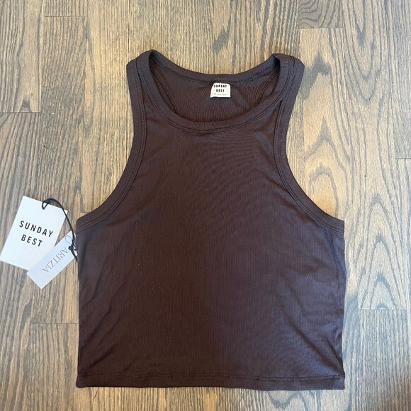 NWT - Aritzia Sunday Best Honor Tank - Rich Mocha Brown - Size Medium - Picture 1 of 3